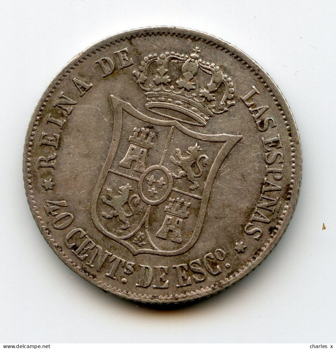 40 CENTs DE Escudos Argent, 1864. ISABEL 2. Espagne.  /19 - Provinciale Munten