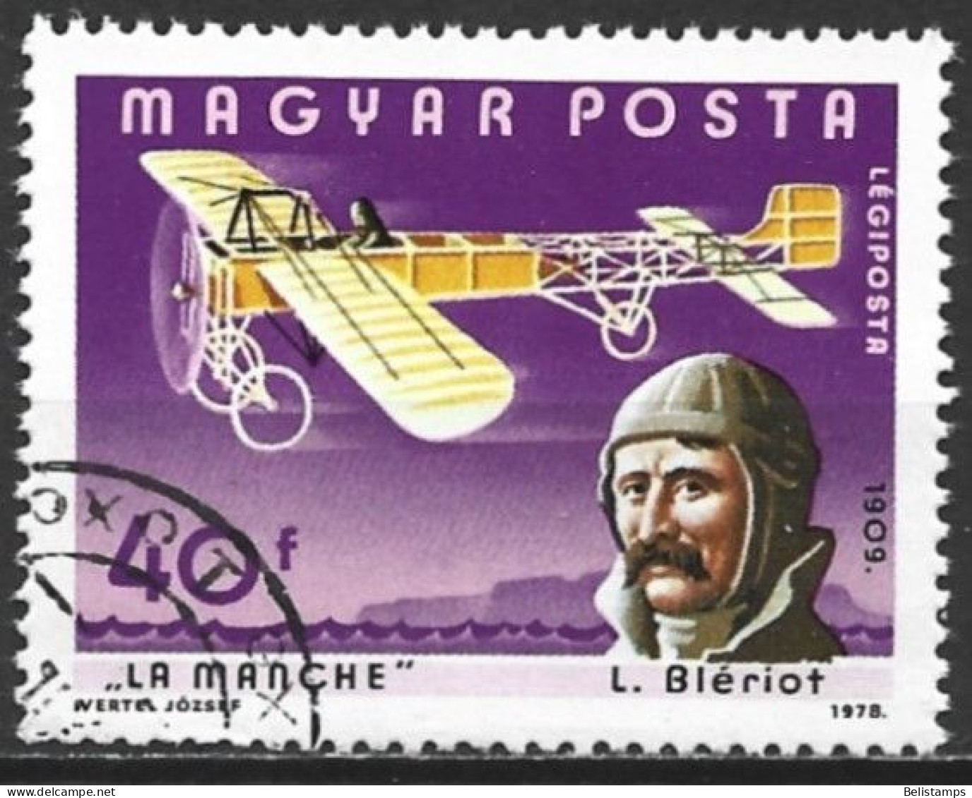 Hungary 1978. Scott #C400 (U) Louis Bleriot And La Manche - Usati