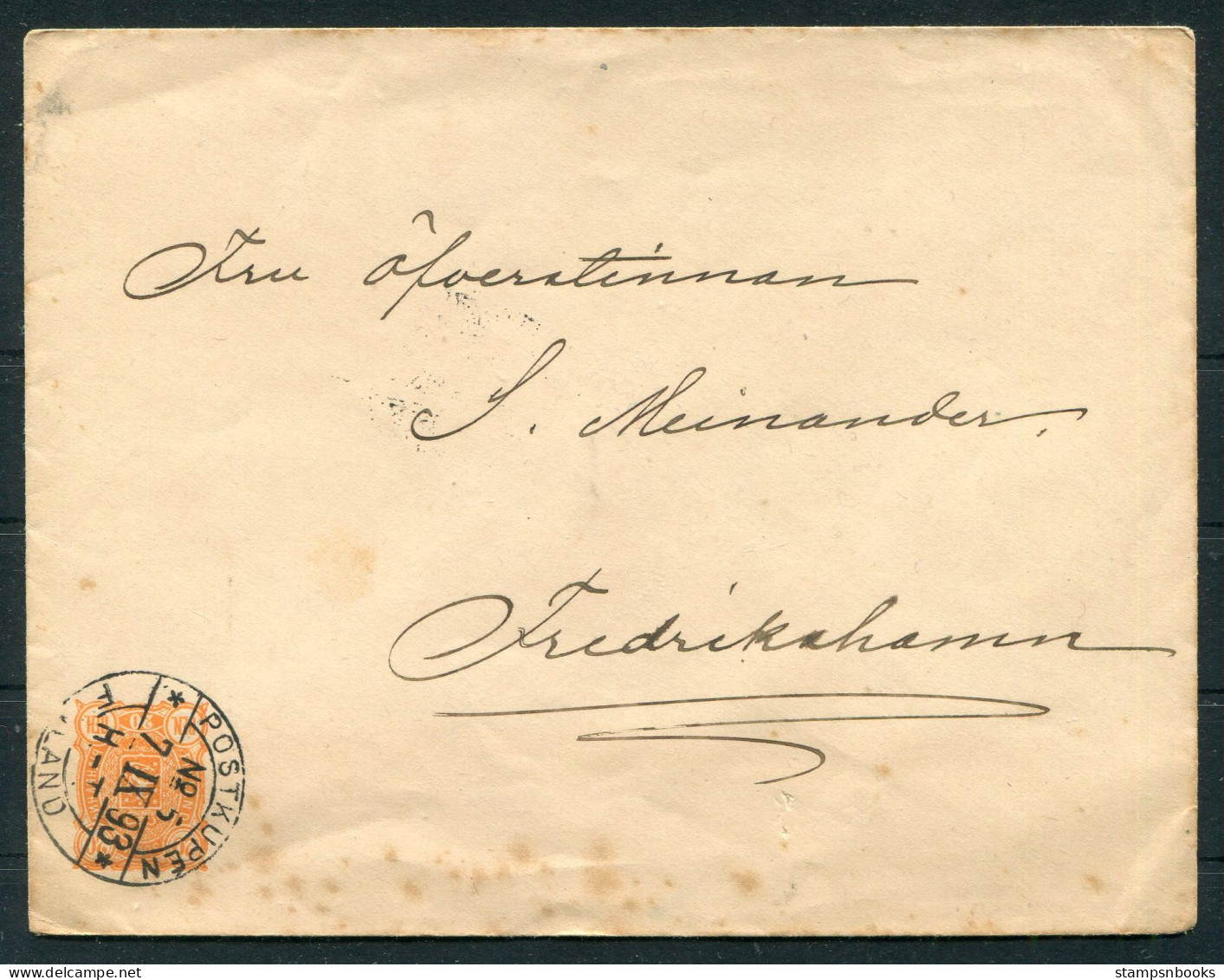 1893 Finland Stationery Cover POSTKUPEN Railway TPO - Fredrikshamn - Lettres & Documents