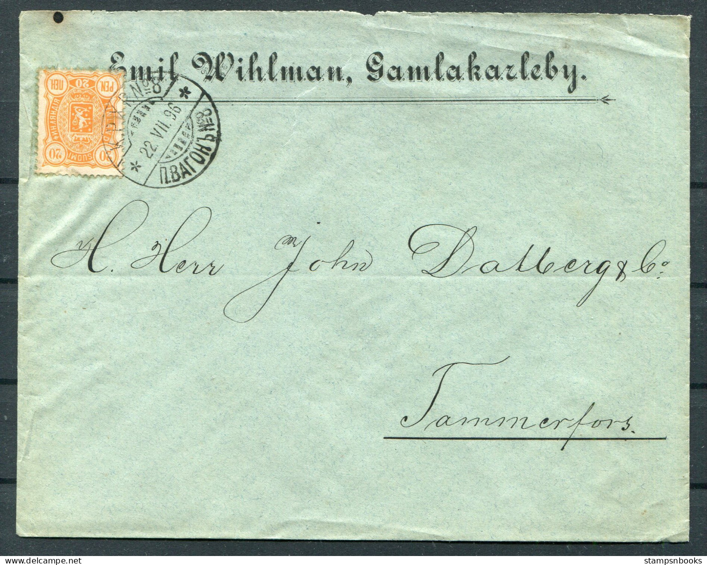 1896 Finland K.P.X.P. Railway TPO Cover - Tammerfors - Lettres & Documents
