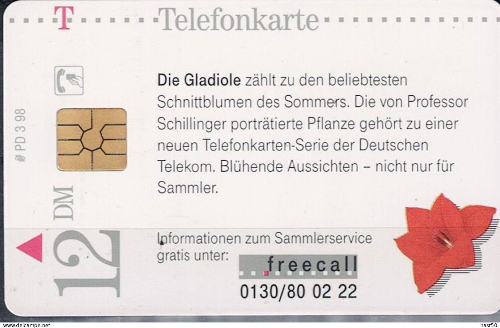 Deutschland - P  PD-SERIES: Blume "Gladiole" - USED -  1998 - P & PD-Series : D. Telekom Till