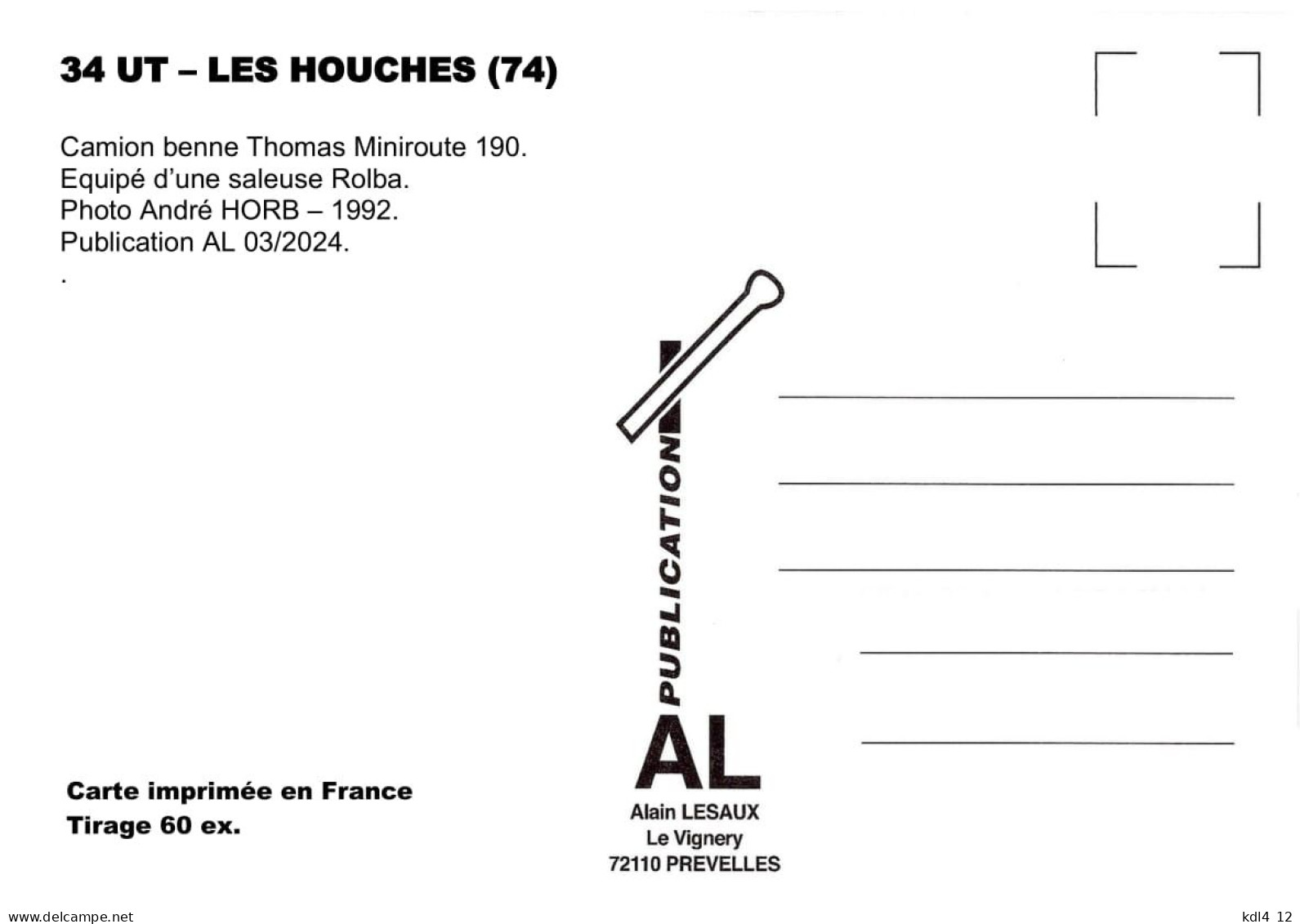 AL UT 34 - Camion Benne Saleuse - Thomas Miniroute 190 - LES HOUCHES - Haute-Savoie - Camions & Poids Lourds