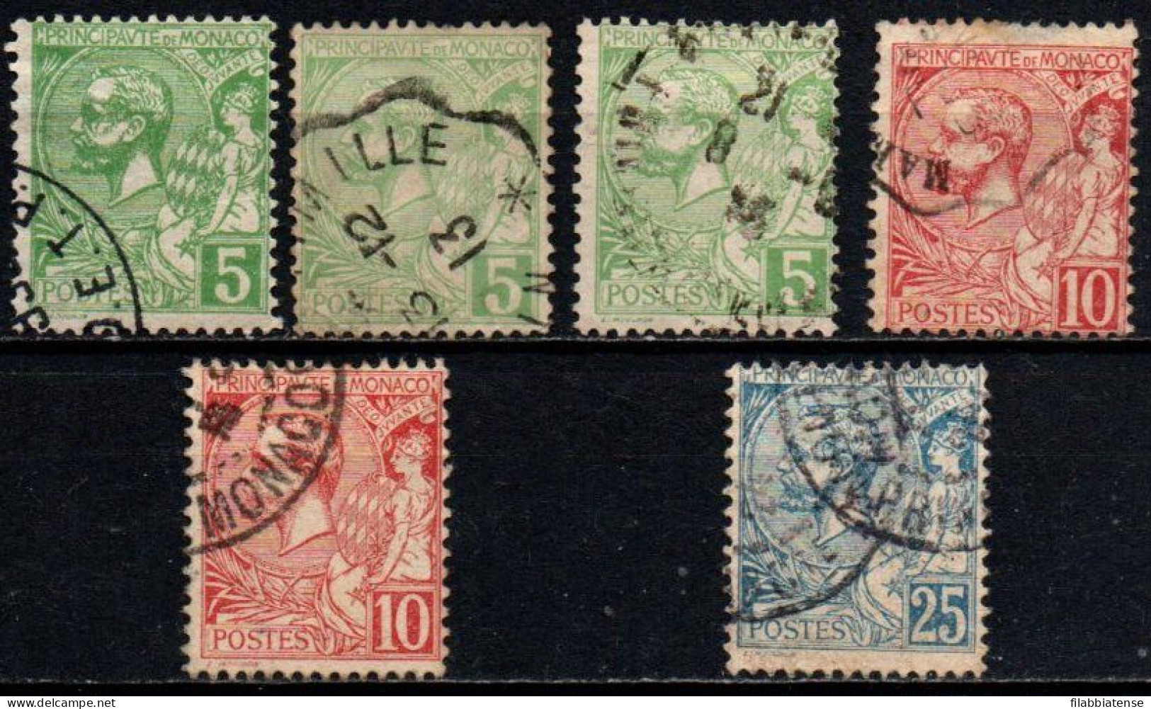 1901 - Monaco 22 X 3 + 23 X 2 + 25 Effigie Principe      ---- - Gebraucht