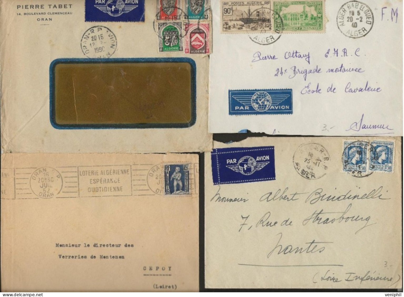 ALGERIE - LOT  DE 5 LETTRES AFFRANCHISSEMENT DIVERS - ANNEES 1940 A 1952 - Verzamelingen & Reeksen