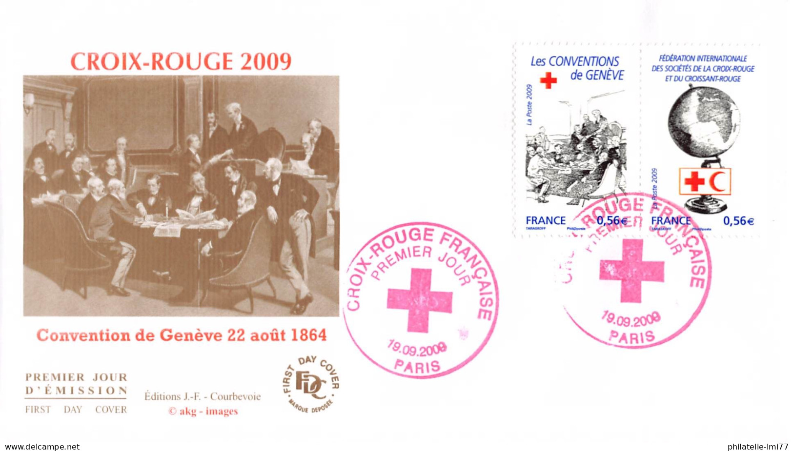 FDC - Croix Rouge 2009, Convention De Genève - Oblit 19/9/2009 Paris - 2000-2009