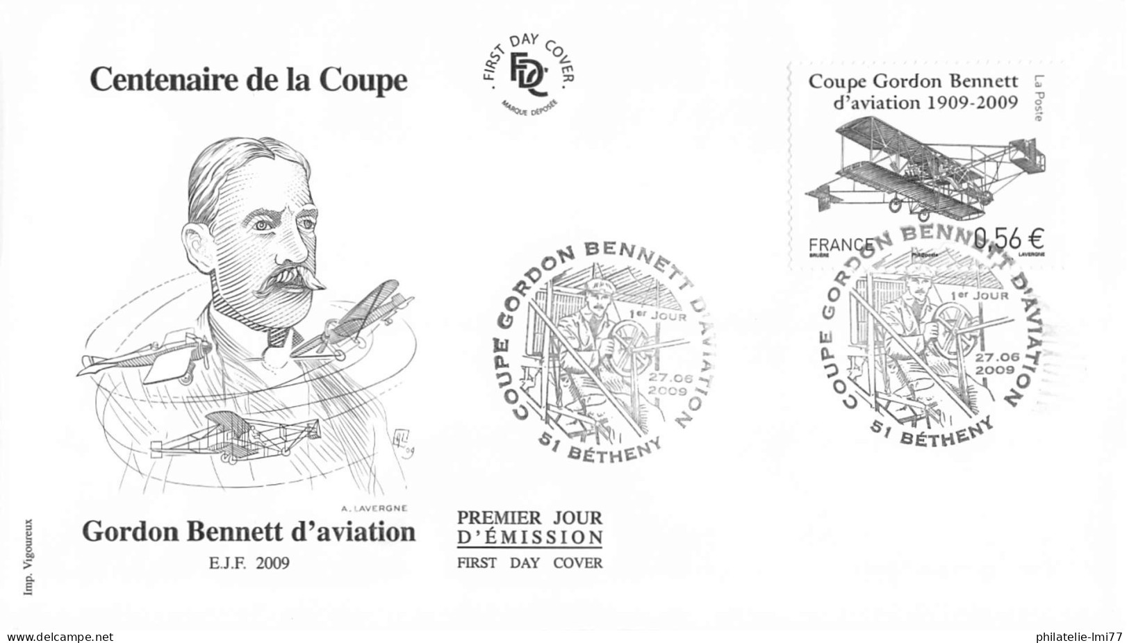 FDC - Coupe Gordon Bennett D'aviation - Oblit Bétheny 27/6/09 Gravée - 2000-2009