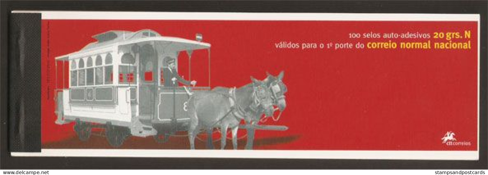 Portugal Carnet Autocollant 2007 Tram A Cheval 1872 Porto 100 Timbres Sticker Stamp Booklet Horse Tramway 100 Stamps *** - Tramways