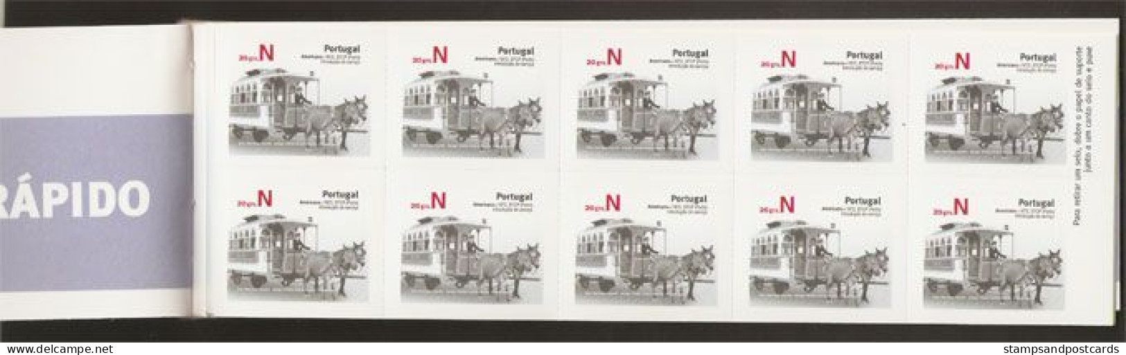 Portugal Carnet Autocollant 2007 Tram A Cheval 1872 Porto 100 Timbres Sticker Stamp Booklet Horse Tramway 100 Stamps *** - Tram