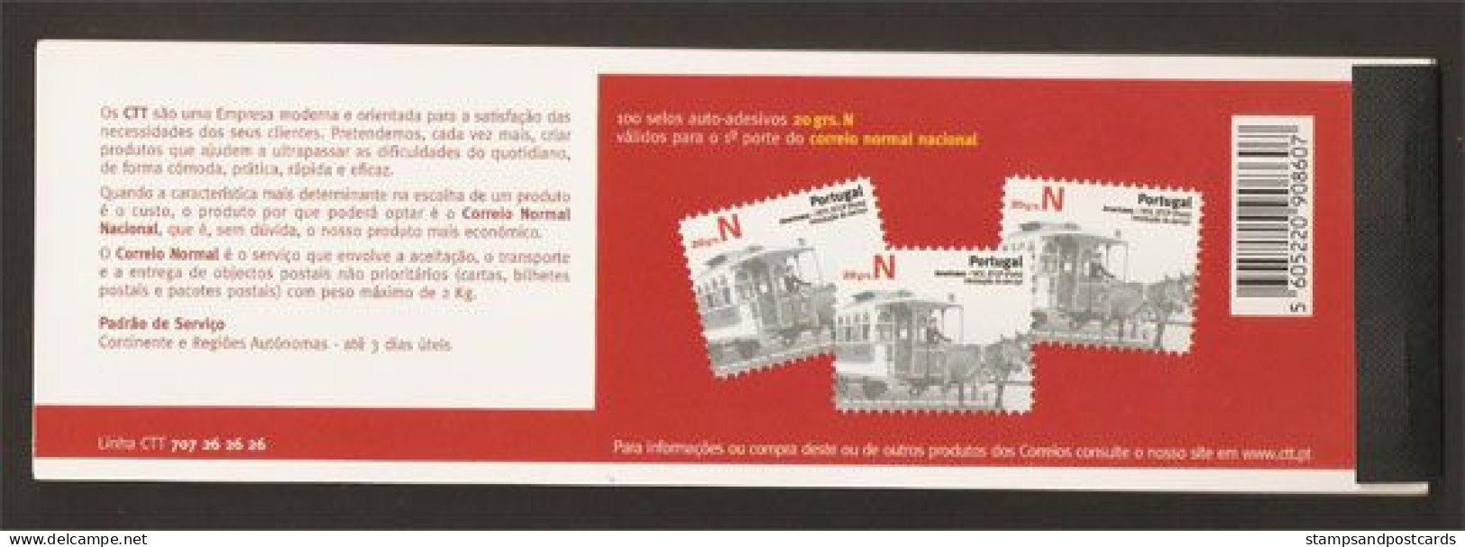 Portugal Carnet Autocollant 2007 Tram A Cheval 1872 Porto 100 Timbres Sticker Stamp Booklet Horse Tramway 100 Stamps *** - Tranvie