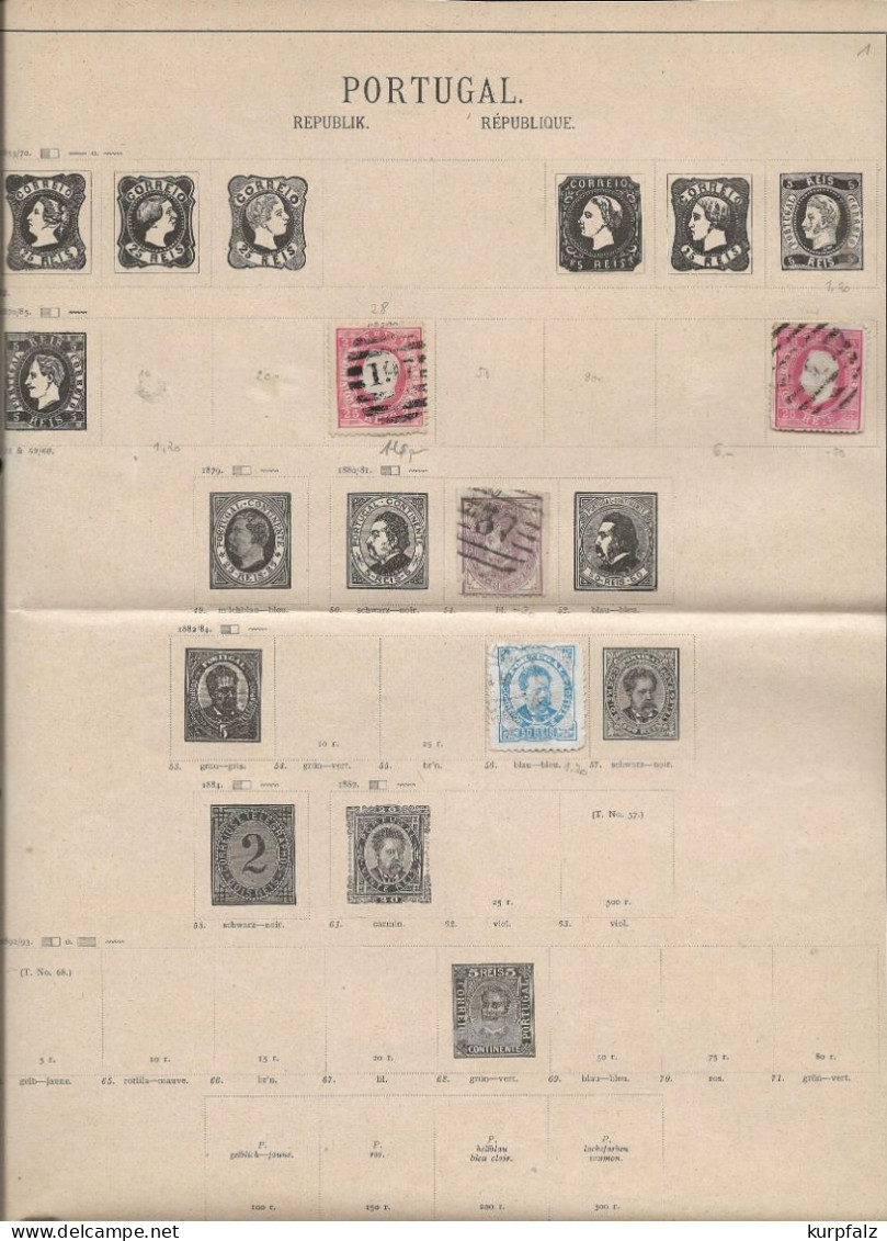 Portugal - Briefmarken-Konvolut Auf Alten Blättern, Dabei Auch Europa-Marken - Collections