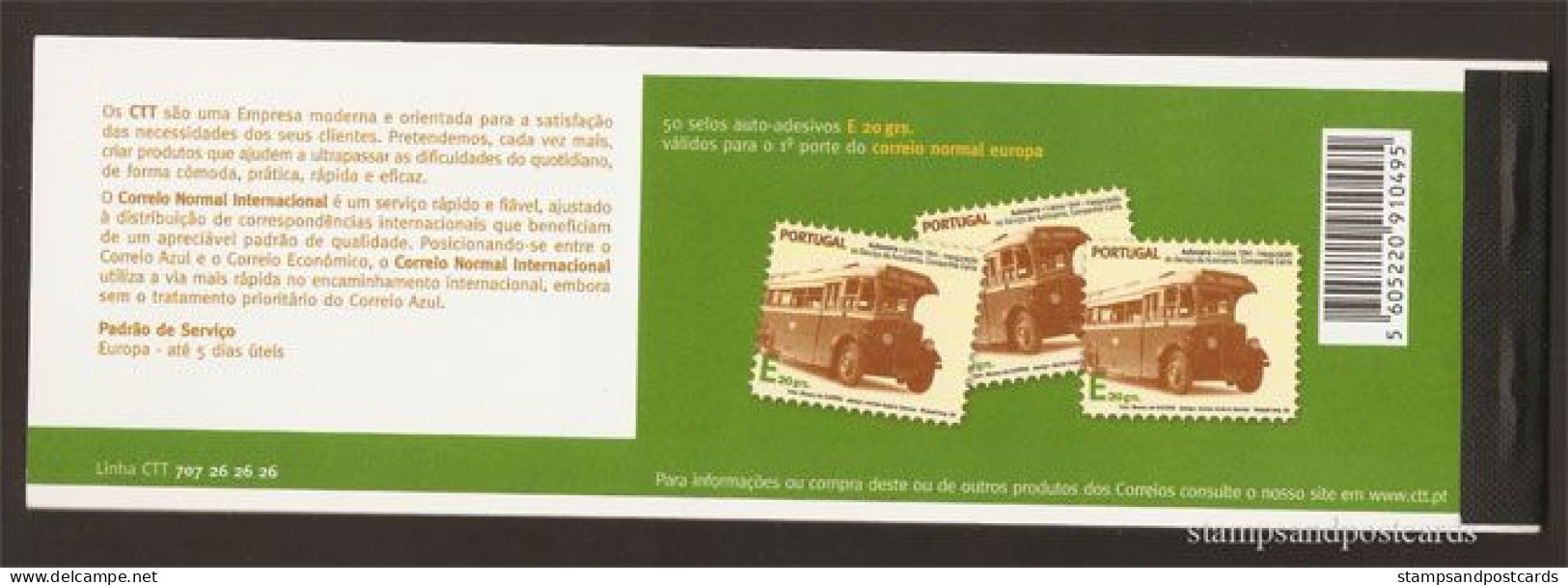 Portugal Transports Carnet Autocollant 2008 Debut Service Autocar Carris Lisboa 1944 Sticker Stamp Booklet Bus Lisbon*** - Bus