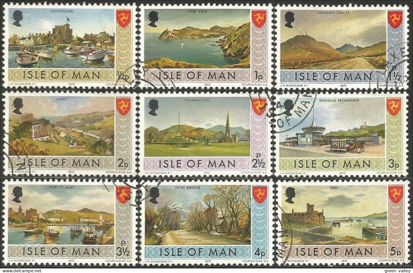 590 Man 9 Stamps From The 1973 Definitives Issue (MAN-65) - Man (Insel)