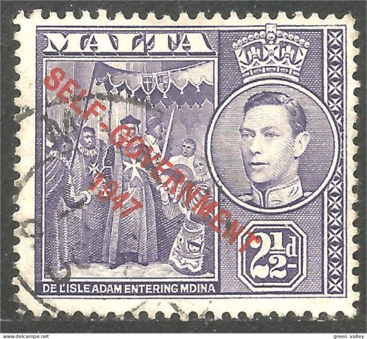 589 Malta Malte 1948 Roi King George VI De L'Isle Adam Mdina Self-government(MLT-180) - Malte
