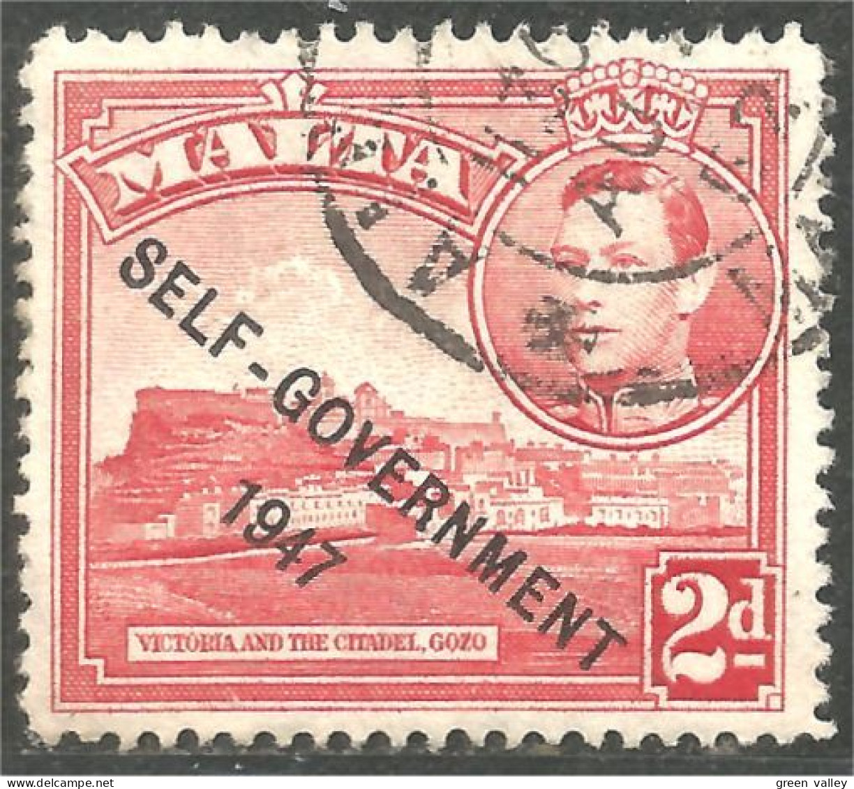 589 Malta Malte 1948 Roi King George VI Victoria Citadelle Citadel Self-government (MLT-179a) - Malte