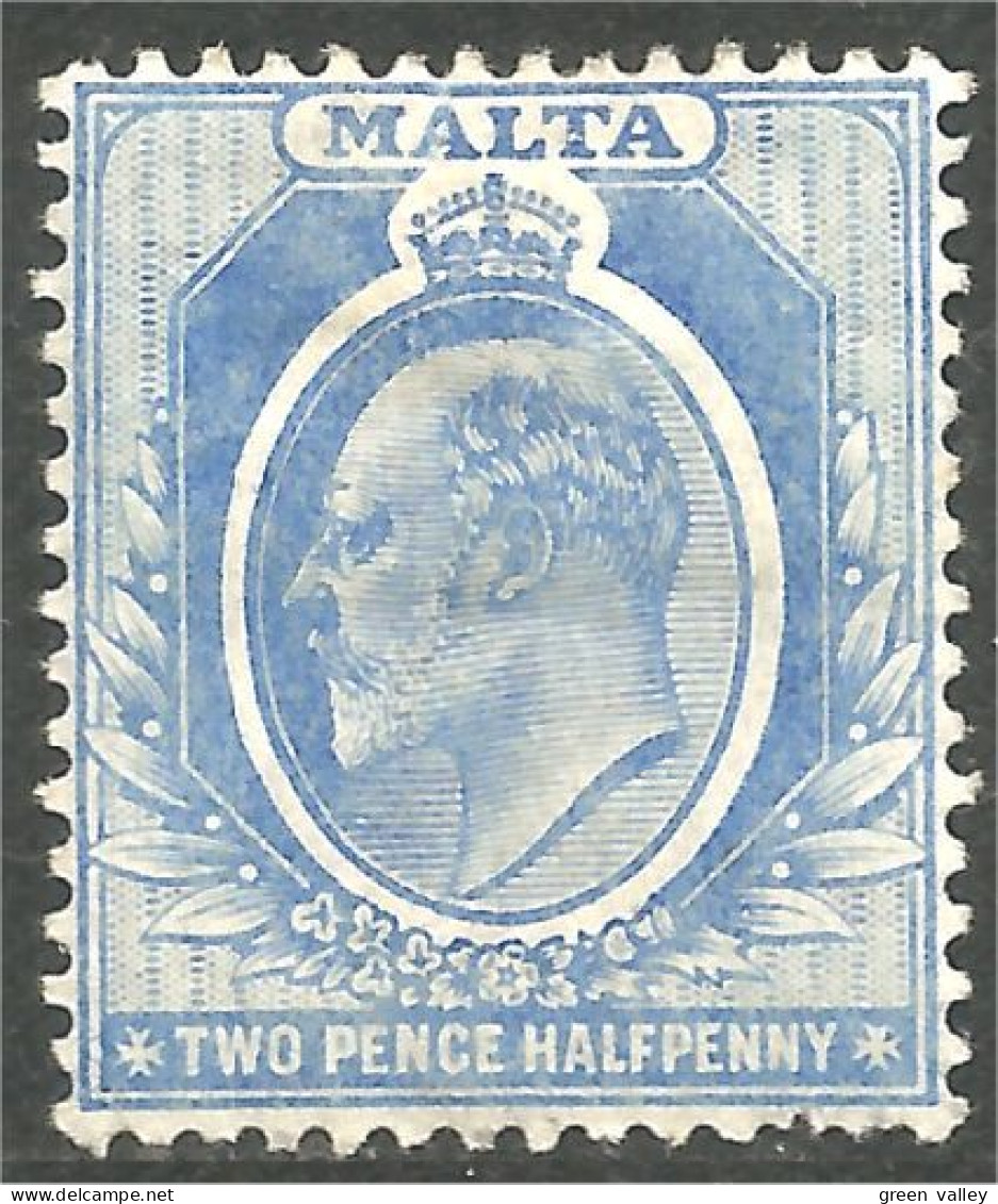 589 Malta Malte Roi King Edward VII Two Pence Half Penny Blue Bleu MH * Neuf (MLT-175) - Malte