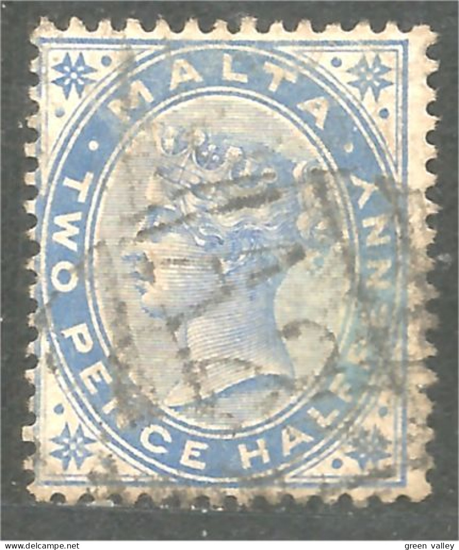 589 Malta Malte Reine Queen Victoria Two Pence Half Penny Blue Bleu (MLT-171) - Malte