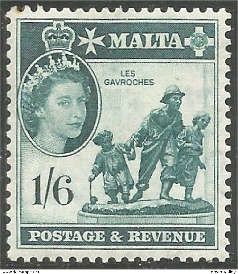 589 Malta Malte 1956 1sh 6p Green Very Fine MLH * Neuf CH Légère (MLT-164) - Malte