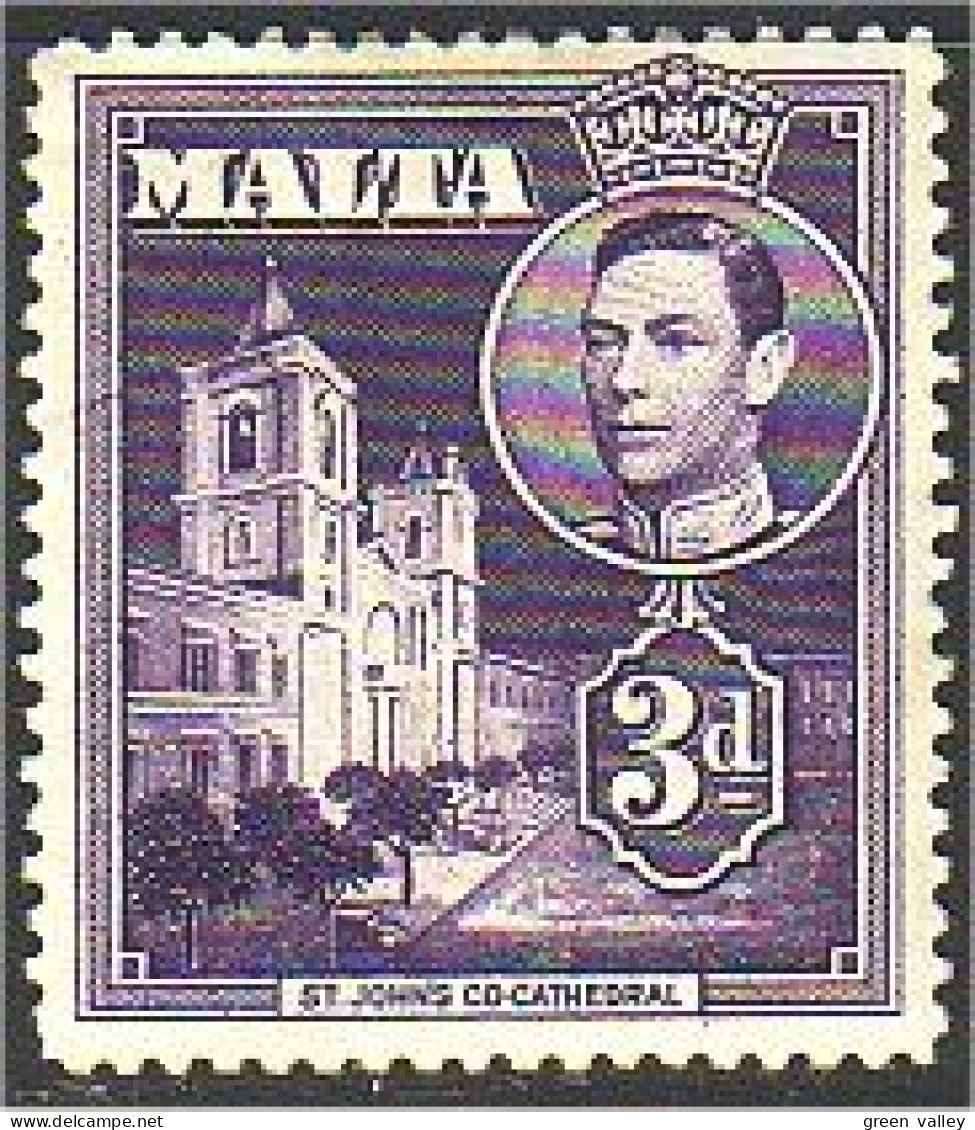589 Malta Malte 3d Cathedral Violet MH * Neuf (MLT-53) - Iglesias Y Catedrales