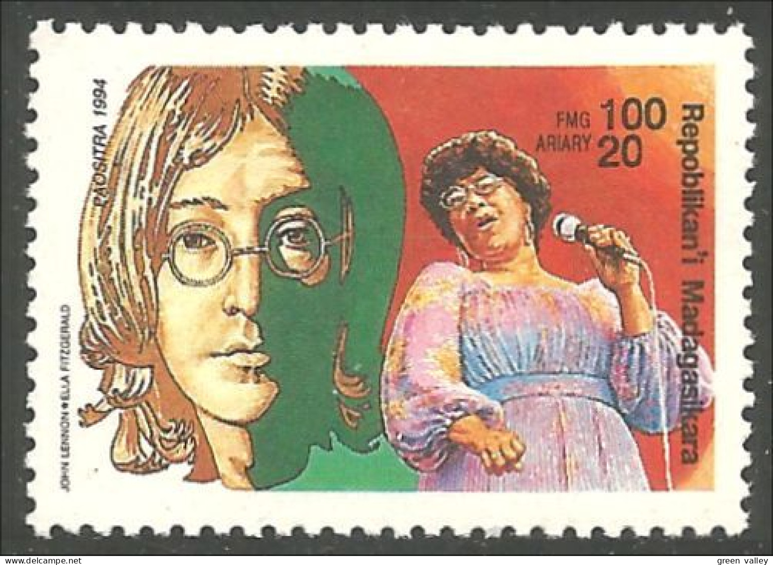 588 Madagascar Beatles John Lennon Ella Fitzgerald Music Musique MNH ** Neuf SC (MDG-57c) - Cantantes