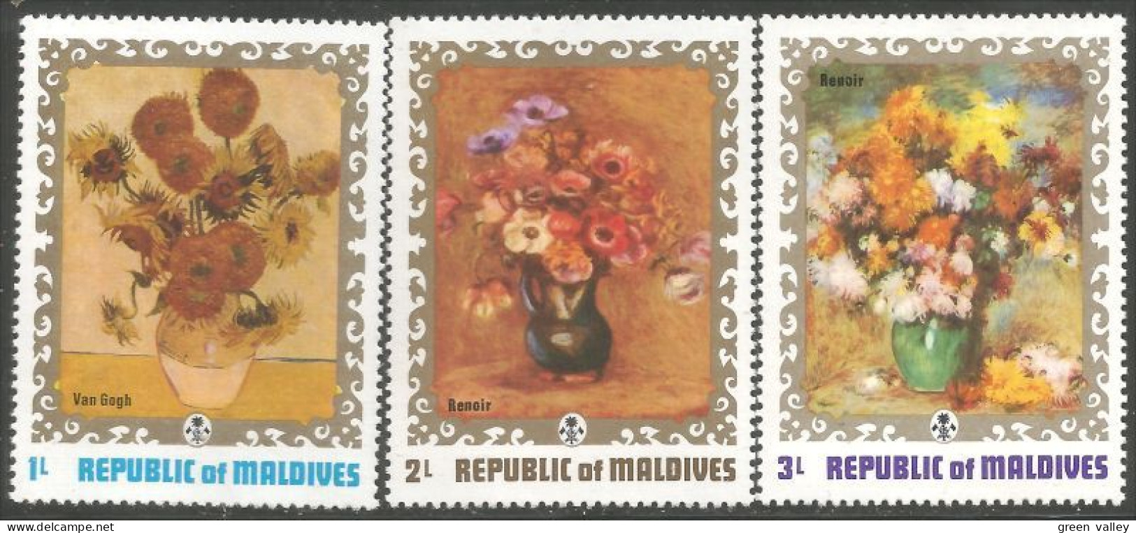 612 Iles Maldives Tableaux Van Gogh Renoir Paintings MNH ** Neuf SC (MLD-115) - Maldives (1965-...)