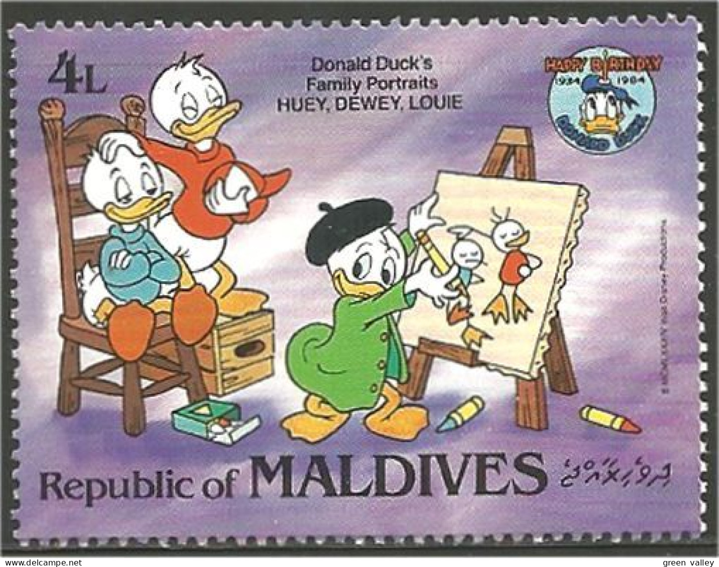 612 Iles Maldives Disney Peintre Peinture Painting Dessin Drawing MH * Neuf (MLD-104) - Disney