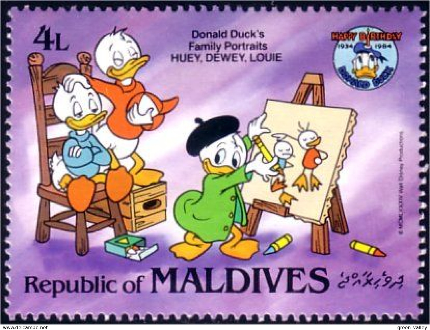 612 Disney Iles Maldives Children Painting MNH ** Neuf SC (MLD-84b) - Disney