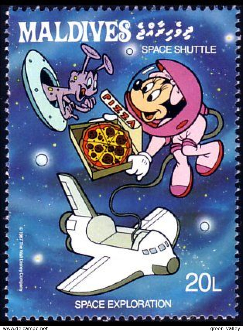 612 Disney Iles Maldives Space Pizza Navette Shuttle MNH ** Neuf SC (MLD-76b) - Disney