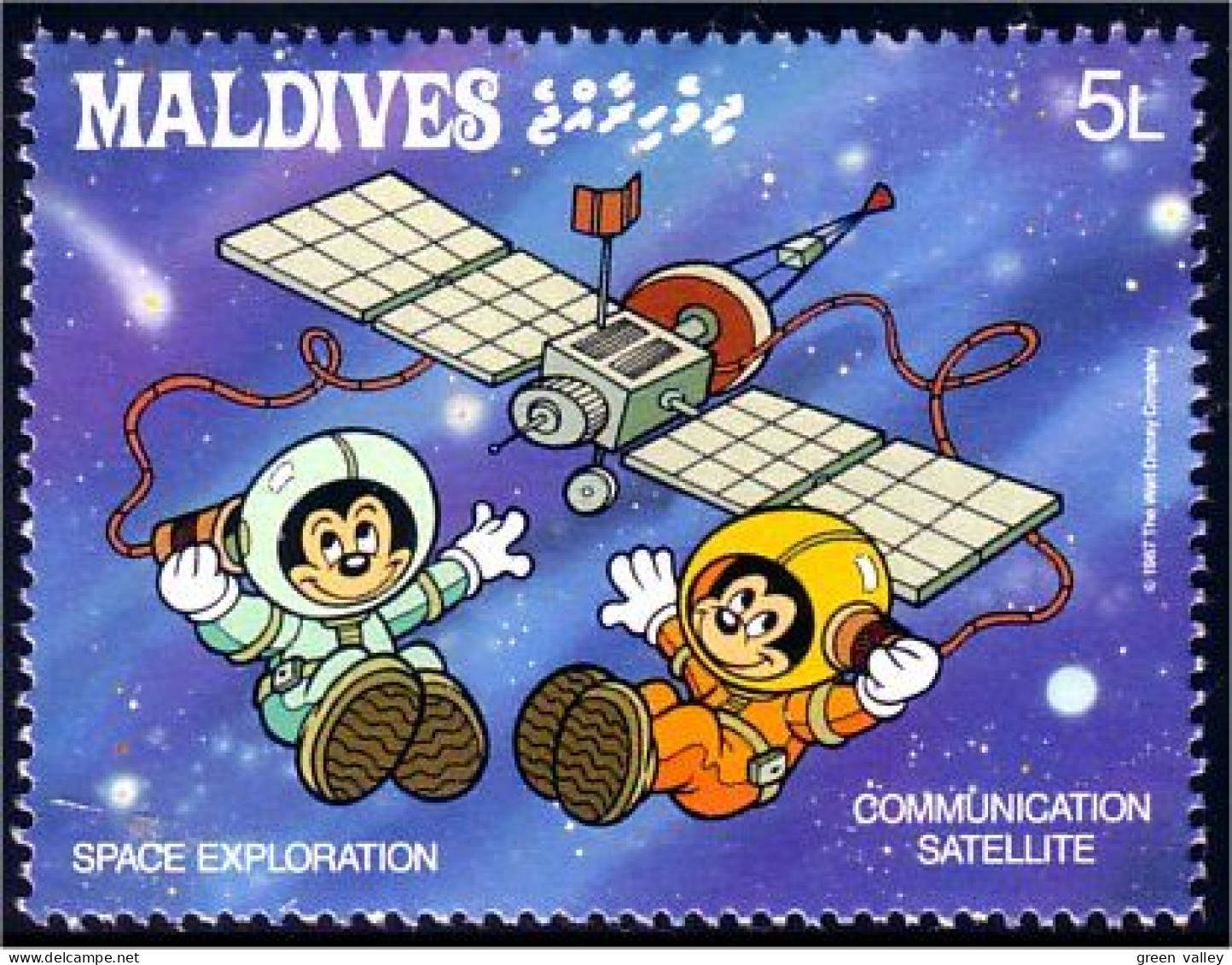 612 Iles Maldives Disney Space Solar Panels Communication Satellite MNH ** Neuf SC (MLD-74d) - Telecom