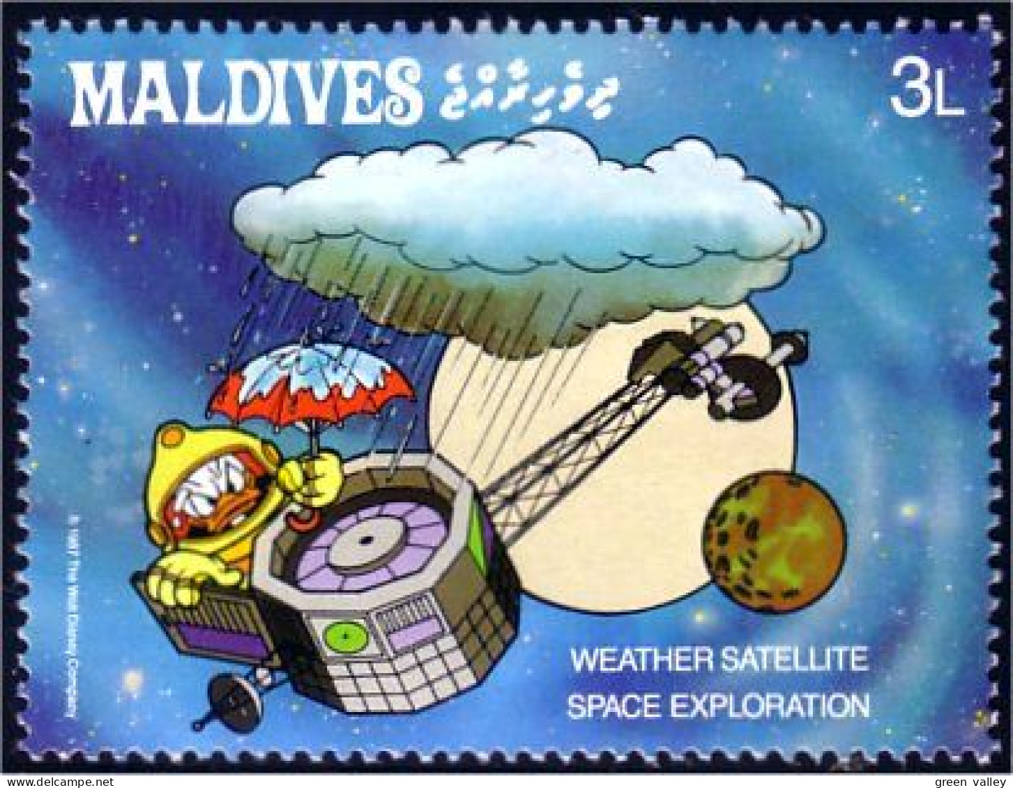 612 Disney Iles Maldives Space Weather Satellite Climate Climat MNH ** Neuf SC (MLD-72b) - Disney