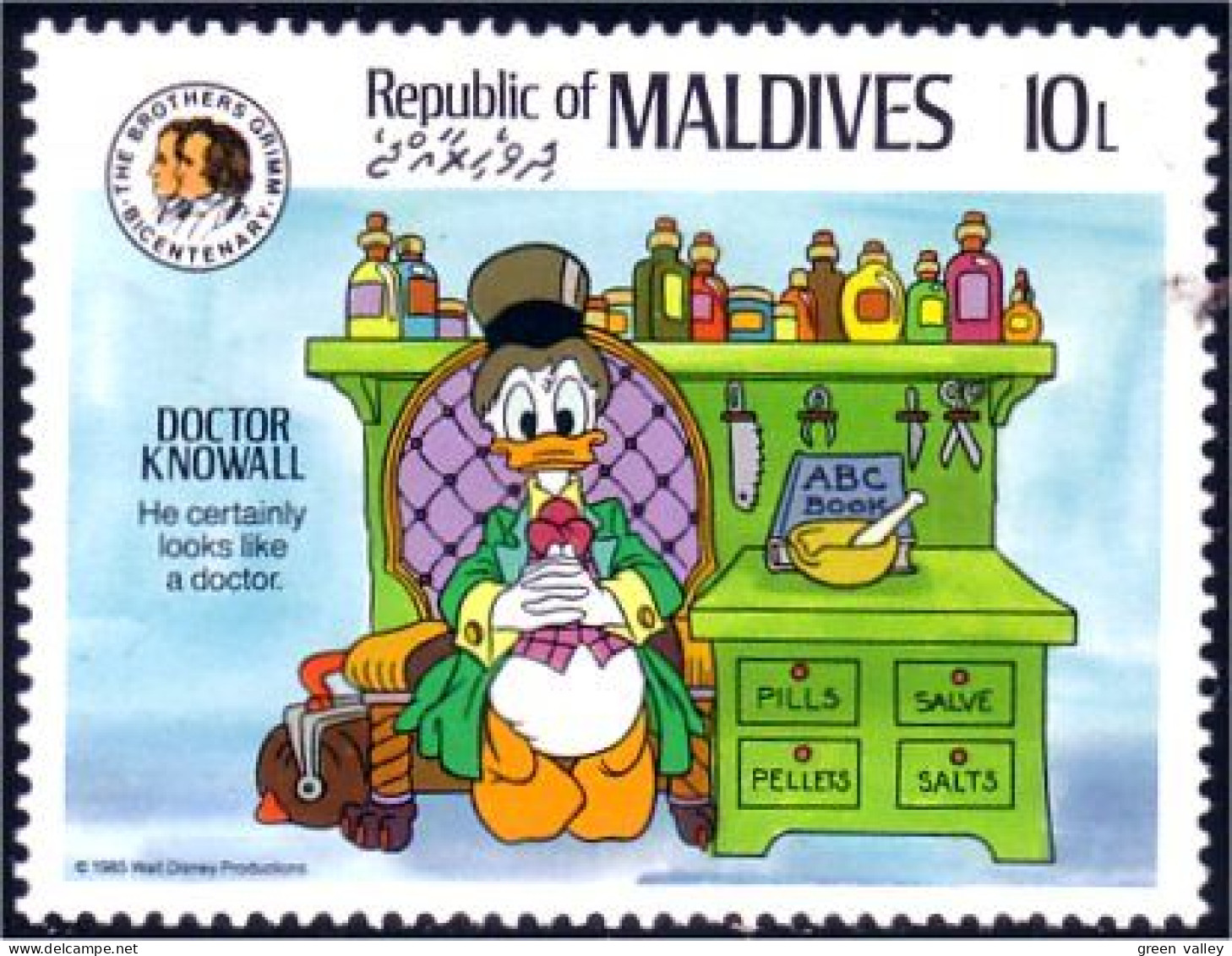 612 Iles Maldives Disney Donald Doctor Knowall Grimm Looks Like Doctor MNH ** Neuf SC (MLD-61c) - Schrijvers