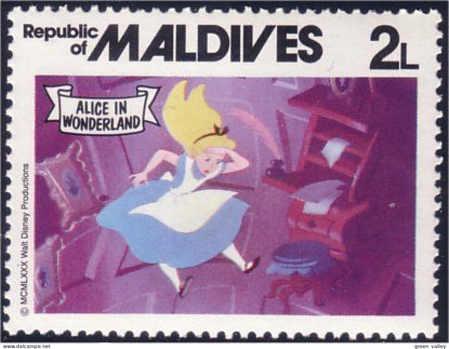 612 Iles Maldives Disney Alice Wonderland Merveilles MNH ** Neuf SC (MLD-40c) - Fairy Tales, Popular Stories & Legends