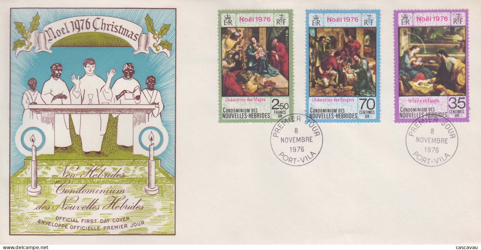 Enveloppe  FDC  1er   Jour   NOUVELLES  HEBRIDES    Noël   1976 - FDC