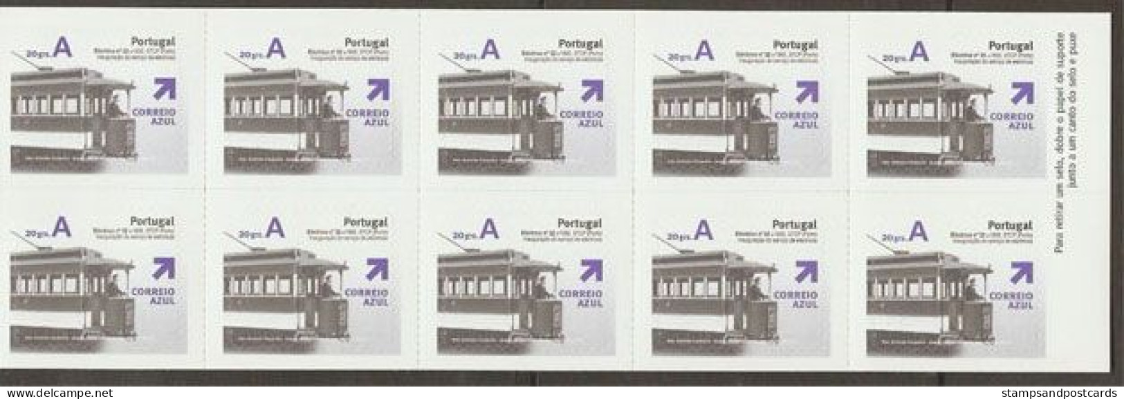 Portugal Carnet Autocollant 2007 Tram 1895 Oporto 50 Timbres 2007 Sticker Stamp Booklet Oporto Tramway 50 Stamps *** - Tranvie