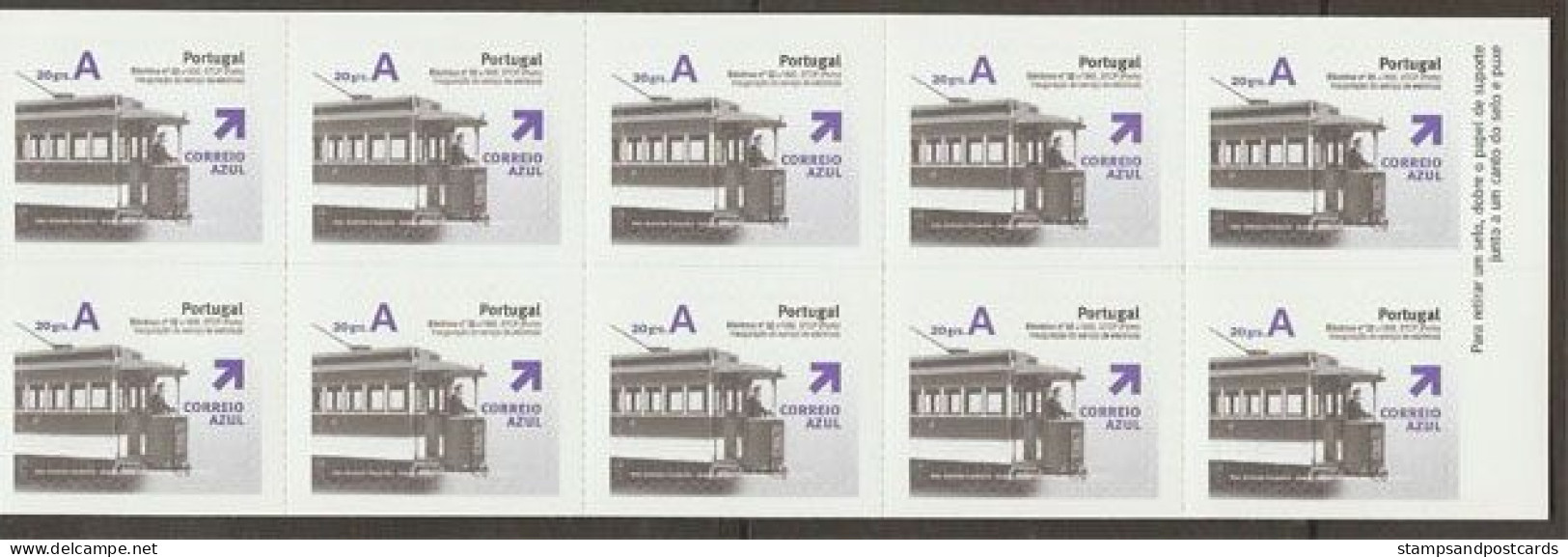 Portugal Carnet Autocollant 2007 Tram 1895 Oporto 50 Timbres 2007 Sticker Stamp Booklet Oporto Tramway 50 Stamps *** - Tramways