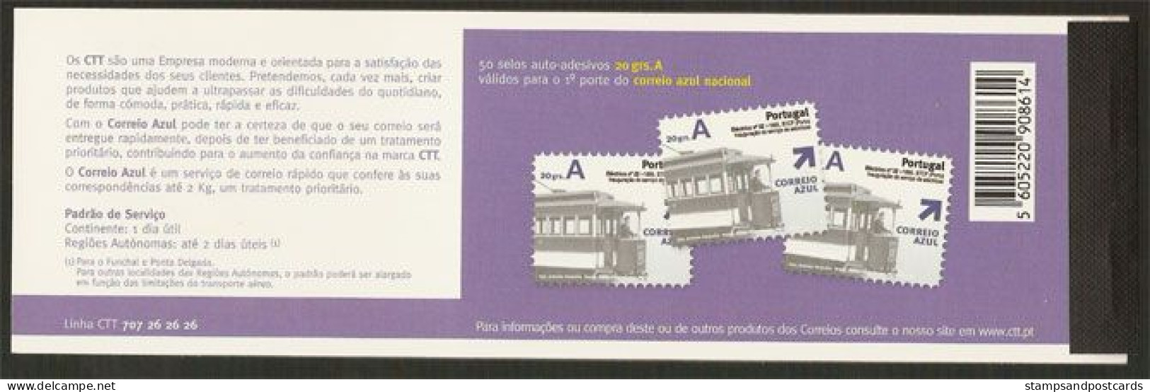 Portugal Carnet Autocollant 2007 Tram 1895 Oporto 50 Timbres 2007 Sticker Stamp Booklet Oporto Tramway 50 Stamps *** - Tranvías