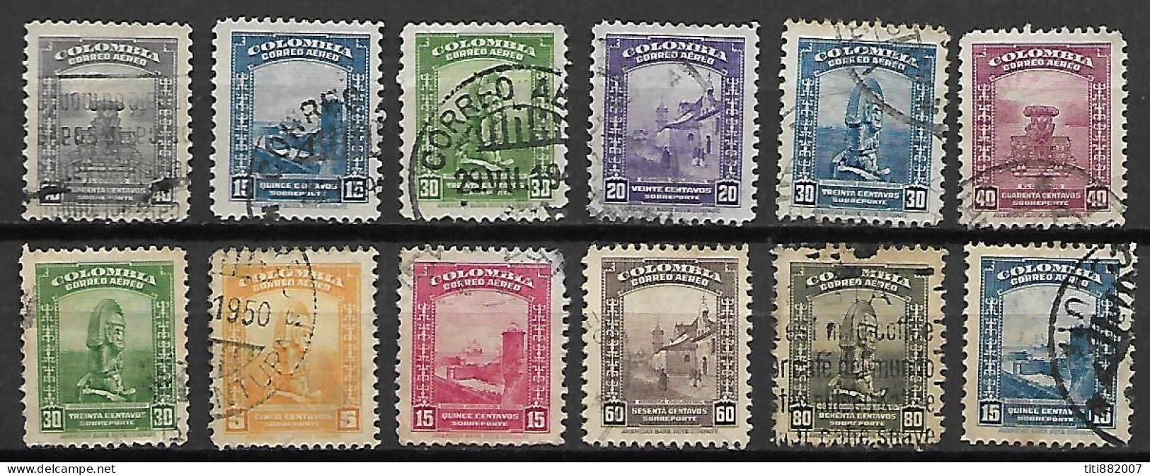 COLOMBIE   -   LOT   -     12 Oblitérés.  Aéros. - Colombia