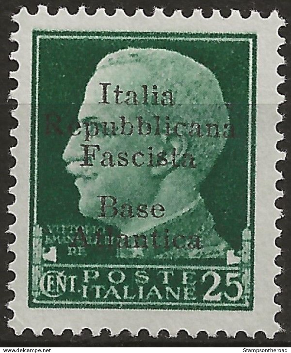 RSIBA9N - 1943 RSI/Base Atlantica, Sass. Nr. 9, Francobollo Nuovo Senza Linguella **/ - Emissions Locales/autonomes