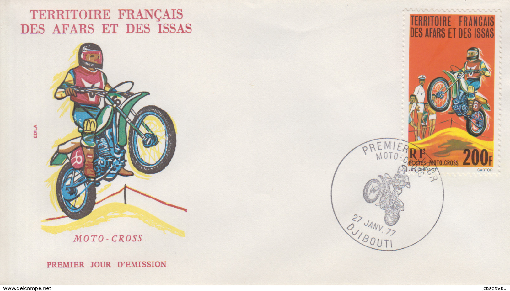 Enveloppe  FDC  1er  Jour  TERRITOIRE  FRANCAIS   Des   AFARS  Et  ISSAS     MOTO - CROSS    1977 - Otros & Sin Clasificación