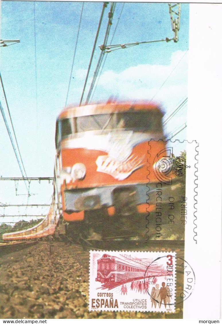 54405. Tarjeta Maxima MADRID 1980. Ferrocarril, Tren, Transporte Publico - Tarjetas Máxima