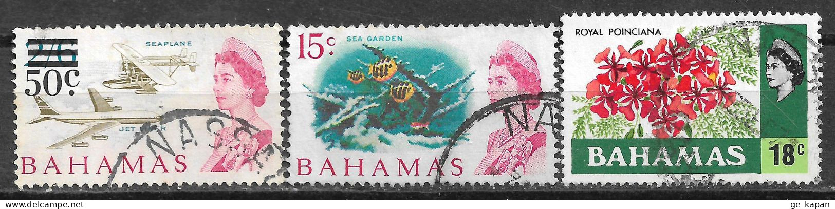 1966-1971 BAHAMAS SET OF 3 USED STAMPS (Michel # 246,266,335) CV €3.90 - 1963-1973 Ministerial Government