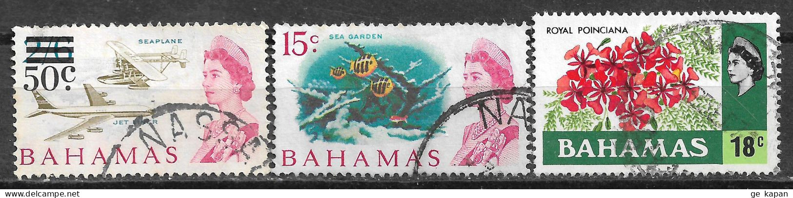 1966-1971 BAHAMAS SET OF 3 USED STAMPS (Michel # 246,266,335) CV €3.90 - 1963-1973 Autonomía Interna