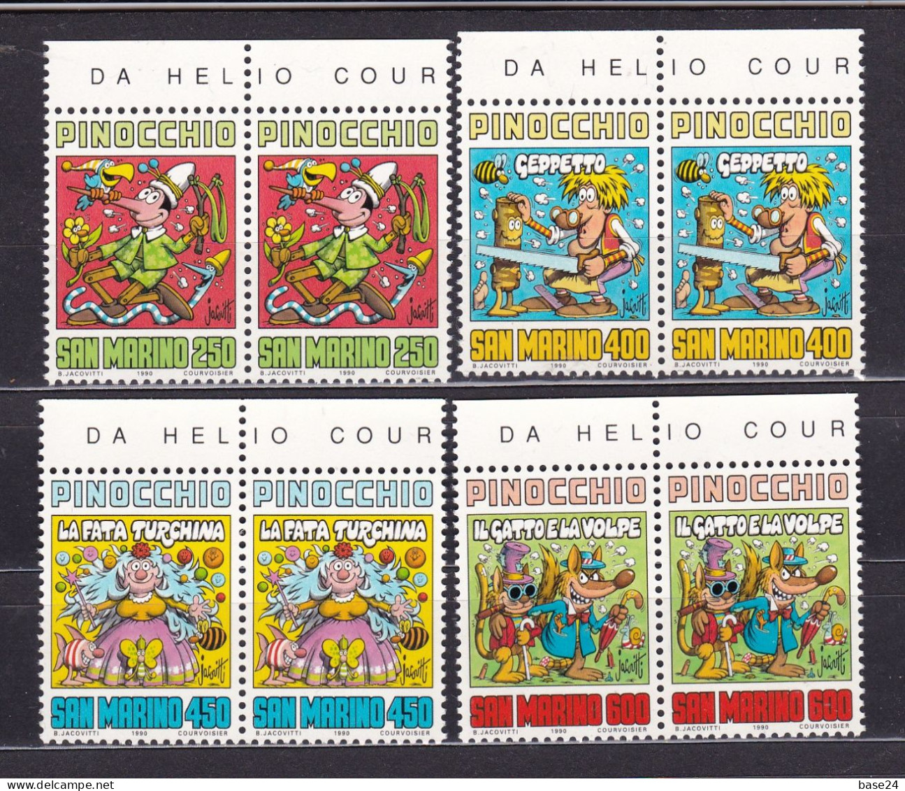 1990 San Marino Saint Marin PINOCCHIO, OMAGGIO A COLLODI, 2 Serie Di 4v. MNH** Coppia DISEGNO DI JACOVITTI Pair - Nuevos