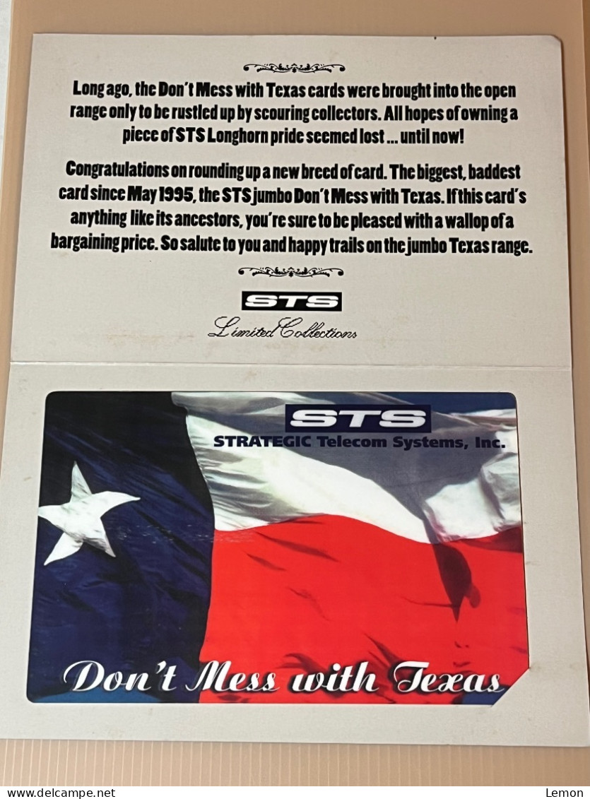 Mint USA UNITED STATES America Prepaid Phonecard, DON’T MESS WITH TEXAS - Texas Flag, Set Of 1 Mint JUMBO Card In Folder - Sonstige & Ohne Zuordnung