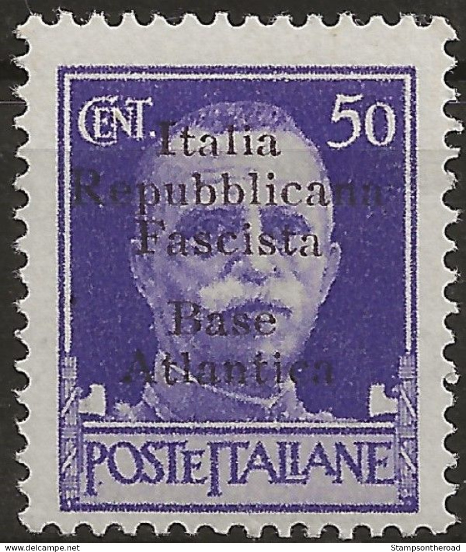 RSIBA11N - 1943 RSI/Base Atlantica, Sass. Nr. 11, Francobollo Nuovo Senza Linguella **/ - Emissioni Locali/autonome