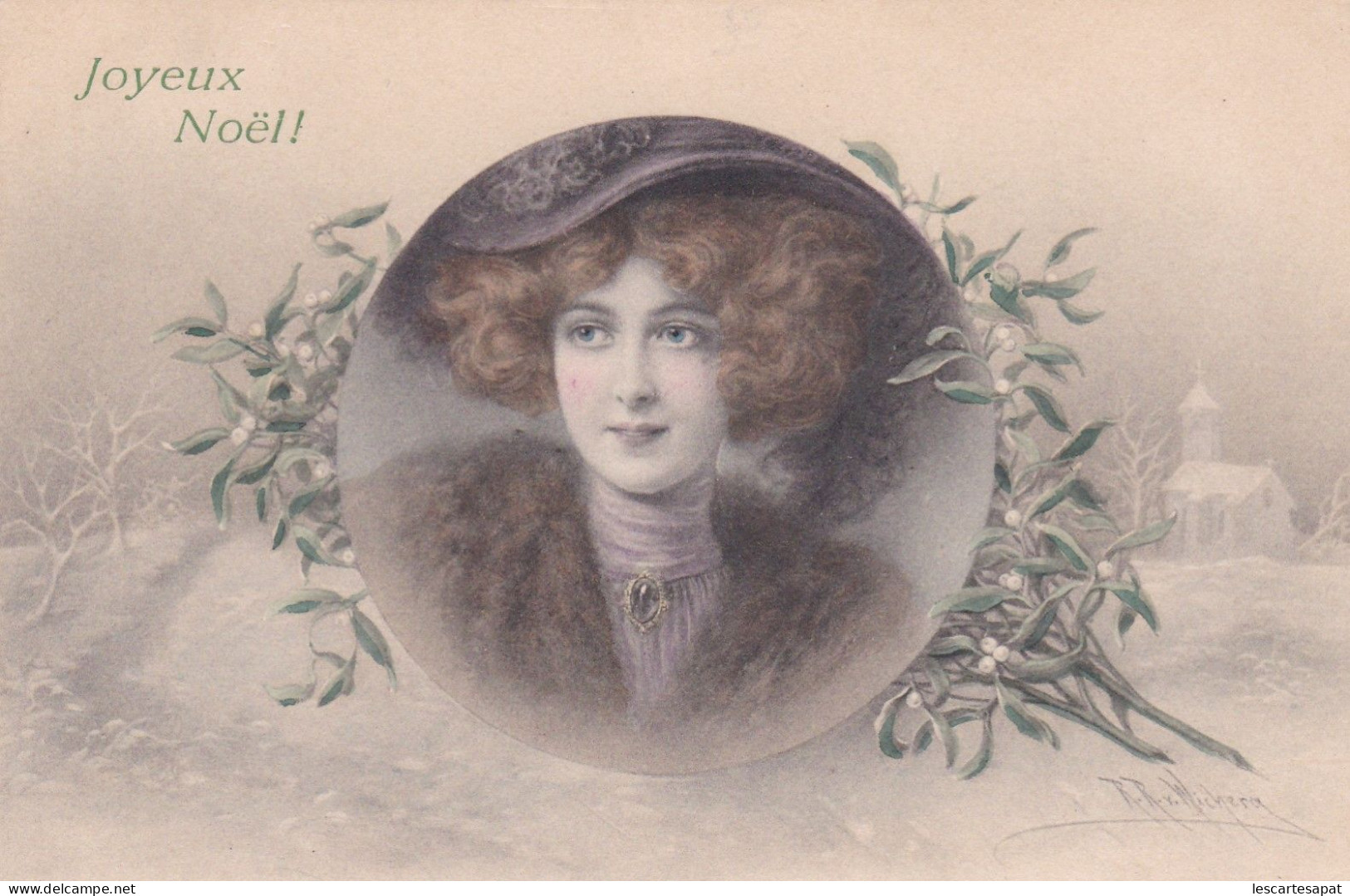 Joyeux Noël ! M.M VIENNE N°390 - Portrait Jeune Femme - Wichera