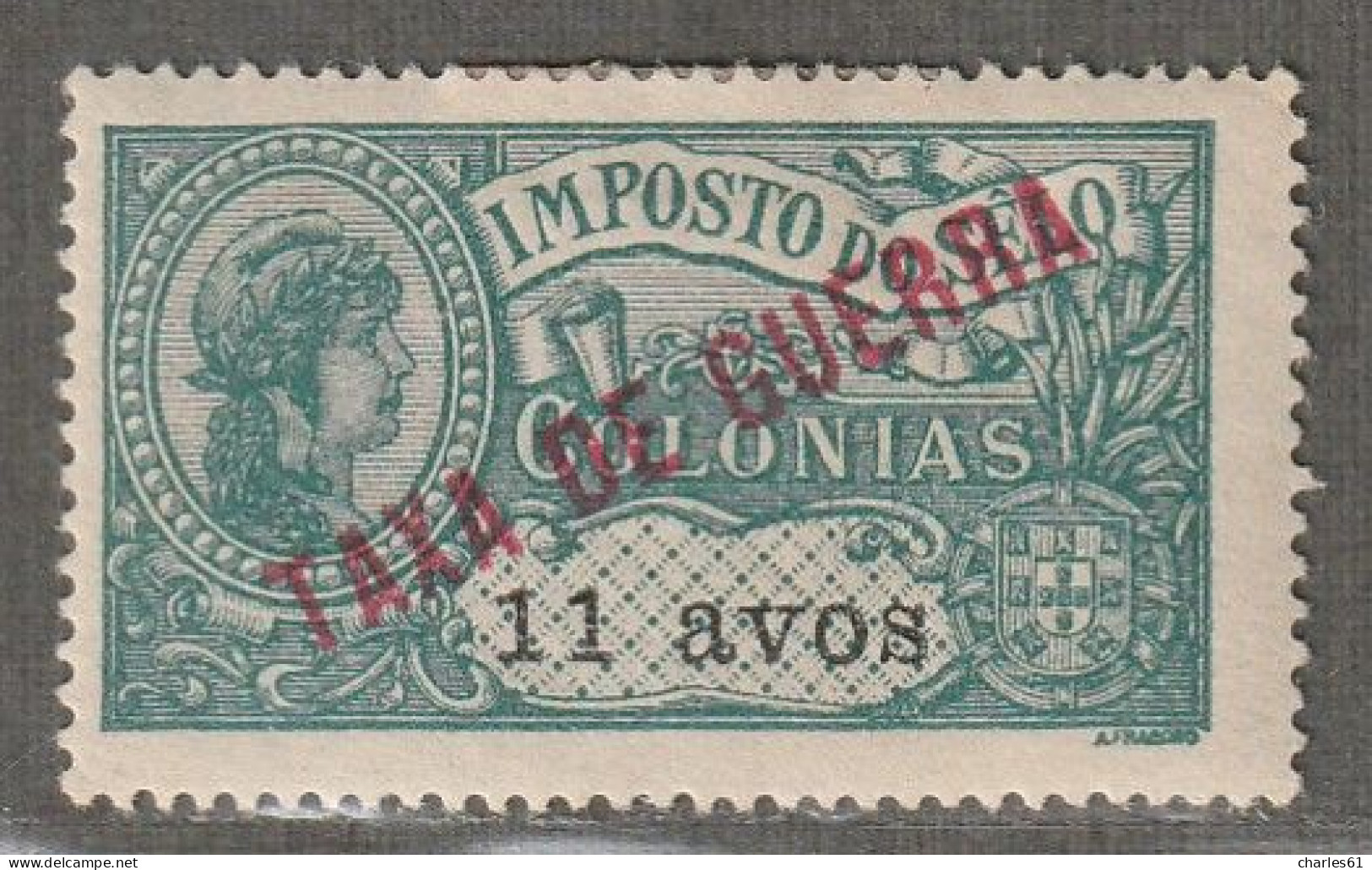 MACAO - N°245 * (1919) Timbre Fiscal Des Colonies : 11a Vert - Unused Stamps