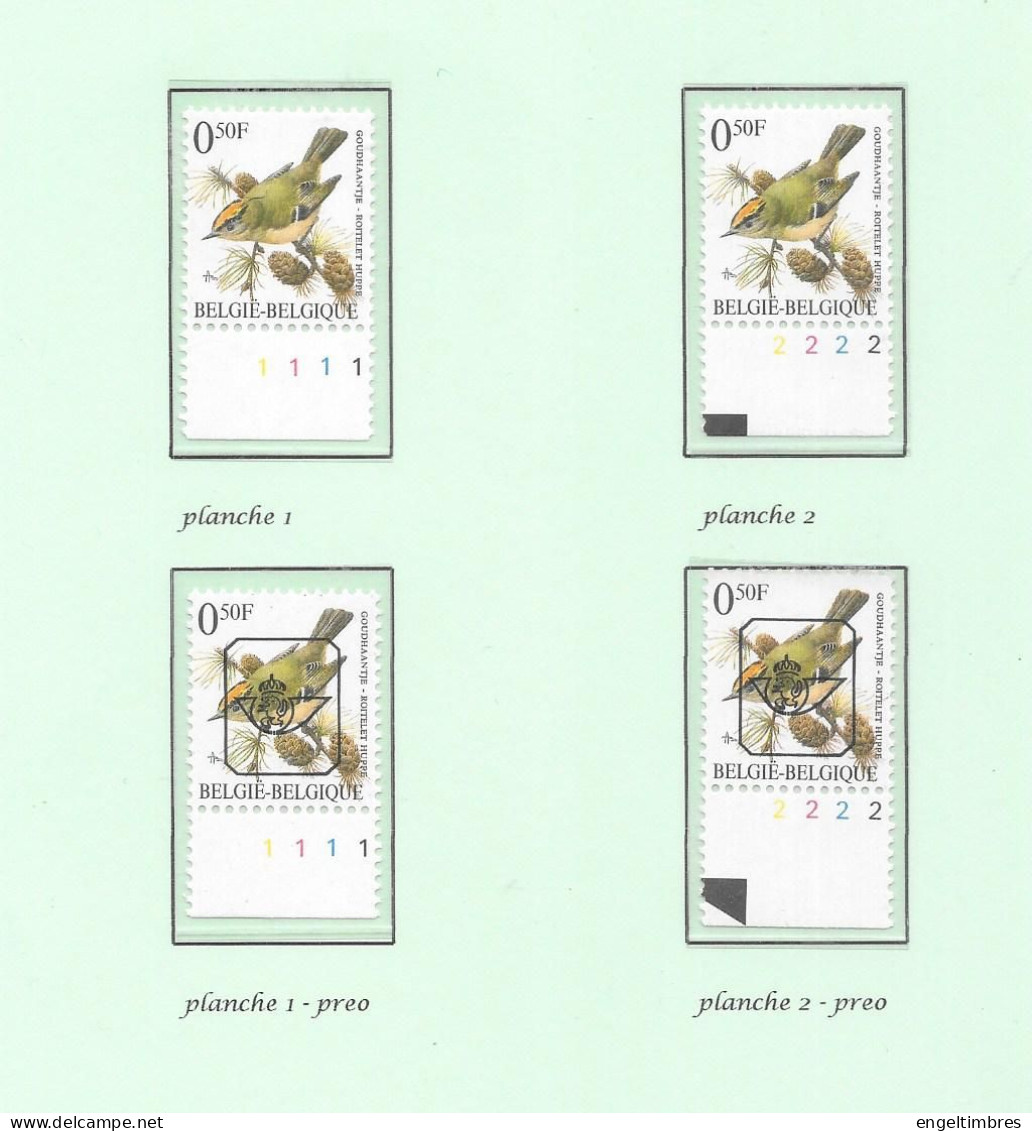 Belgium1991 BUZIN Birds -  Goudhantjes/Riotelet Huppé  0,50 Bfsr Plaatnrs 1 - 2 Mint -  Plain Stamps +  Preos (scans) - 2011-..