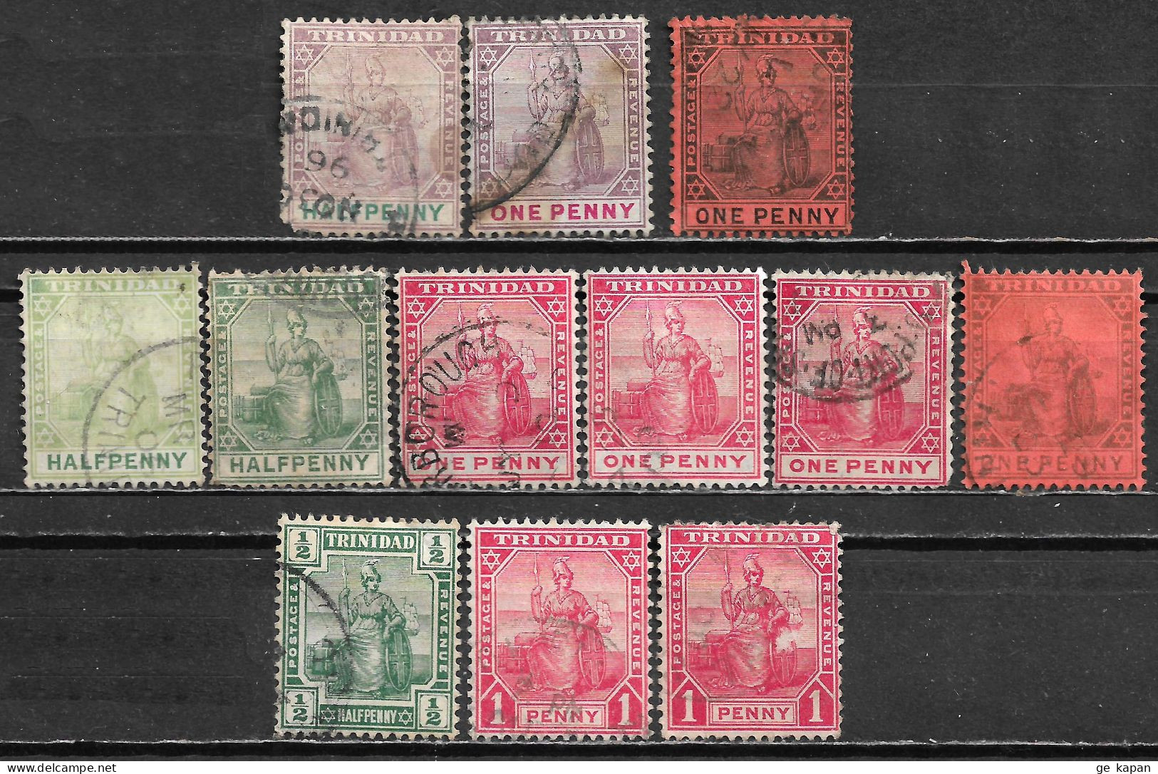 1896-1909 TRINIDAD Set Of 12 USED STAMPS (Michel # 37,38I,49,54a,54b,55,56,67,68) CV €6.70 - Trinidad Y Tobago