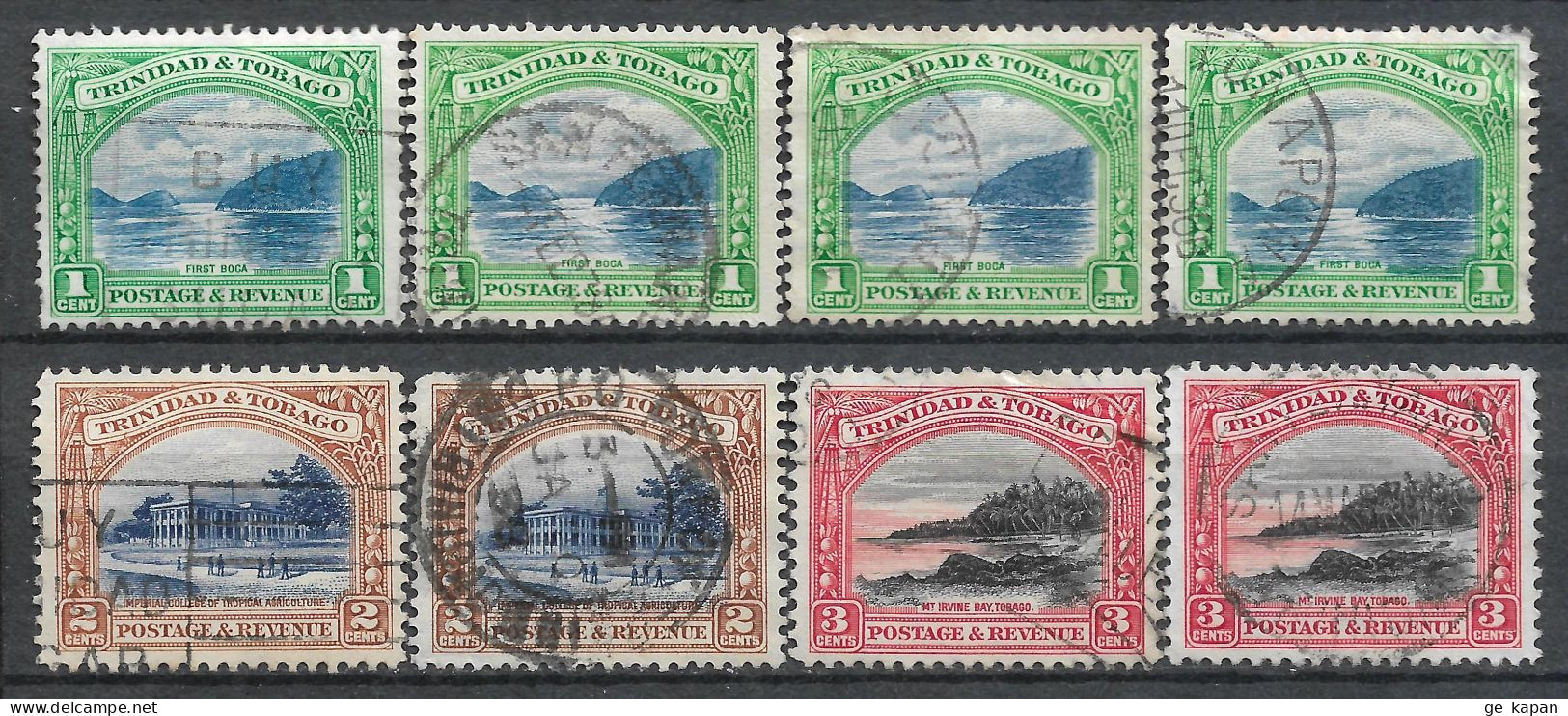 1935-1937 TRINIDAD & TOBAGO Set Of 8 USED STAMPS (Michel # 115C,116A,116C,117A) CV €3.60 - Trinidad Y Tobago