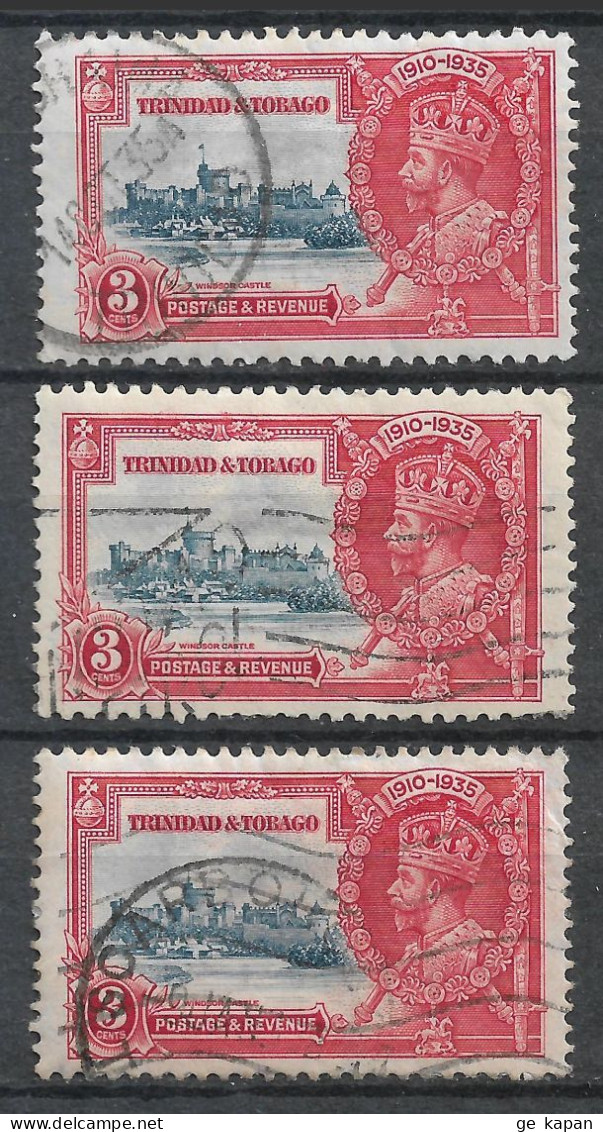 1935 TRINIDAD & TOBAGO Set Of 3 USED STAMPS (Michel # 125) CV $3.00 - Trinidad & Tobago (...-1961)